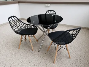 Black Coffee Table With Black Eames Chair