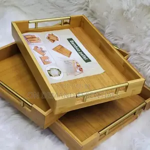 Elegant Bamboo Serving Trays Set of 3