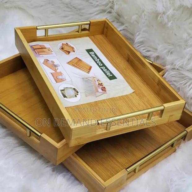 Elegant Bamboo Serving Trays Set of 3 - thumbnail 2