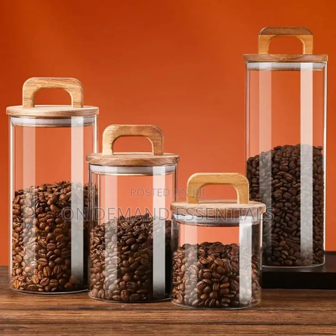 4pcs Airtight Glass Jars With Elegant Wooden Lids