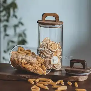 4pcs Airtight Glass Jars With Elegant Wooden Lids
