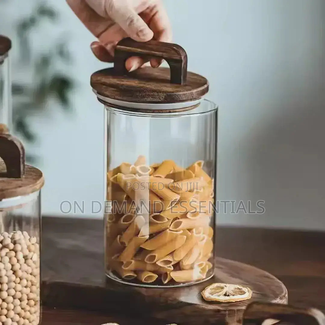 4pcs Airtight Glass Jars With Elegant Wooden Lids