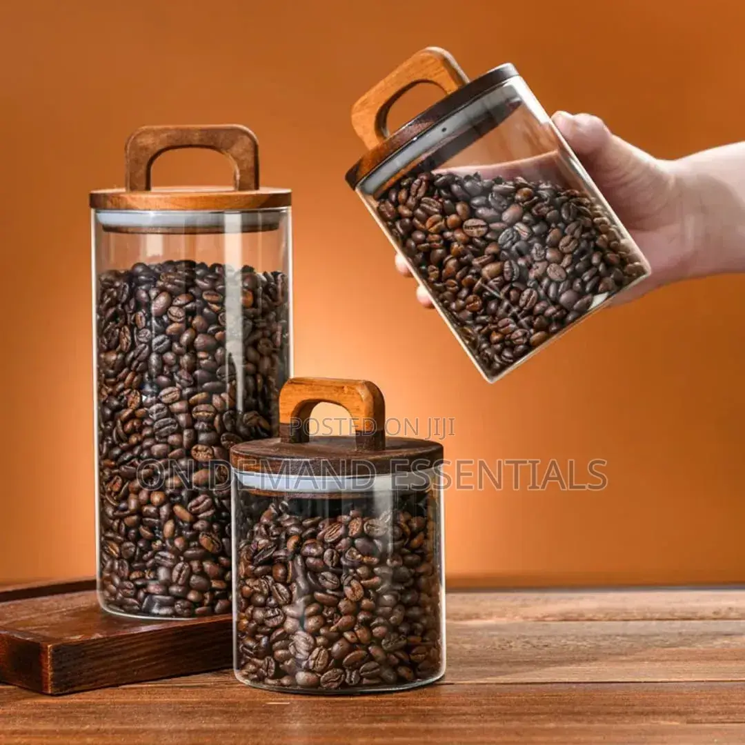 4pcs Airtight Glass Jars With Elegant Wooden Lids