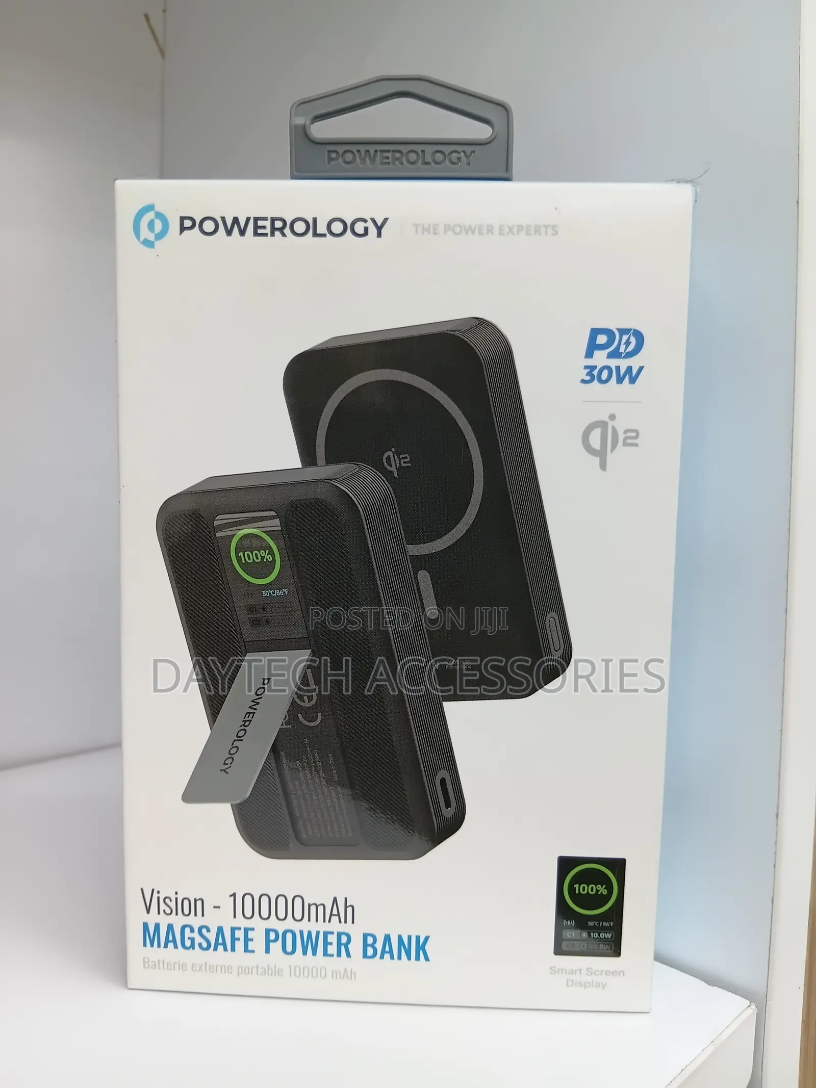 Powerology Vision 10000mAh MagSafe Power Bank Built-in Kickstand.