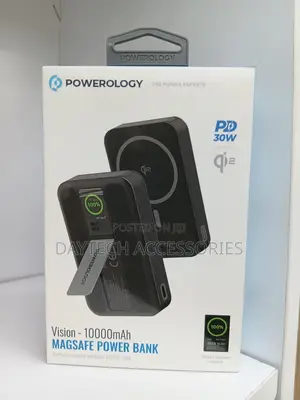 Powerology Vision 10000mAh MagSafe Power Bank Built-in Kickstand.