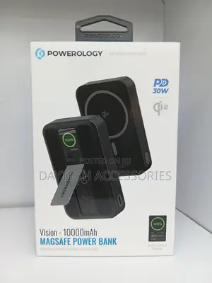 Powerology Vision 10000mAh MagSafe Power Bank Built-in Kickstand.