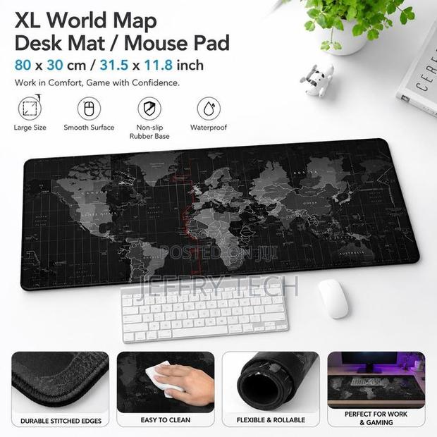 Large Keyboard Gaming Mouse Pad Black World Map Mouse Pad With Anti-Sl