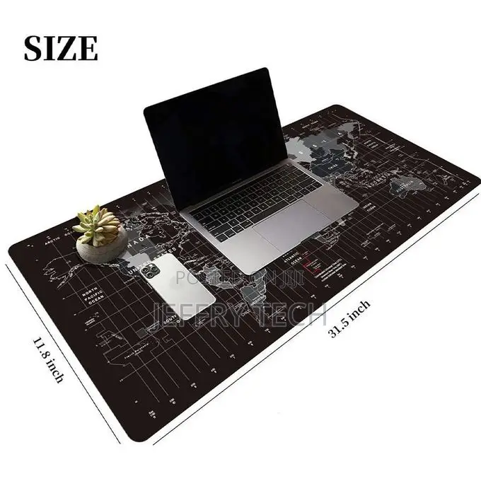 Large Keyboard Gaming Mouse Pad Black World Map Mouse Pad With Anti-Sl