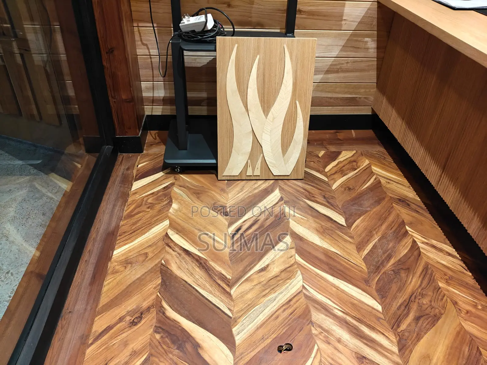 Sudanese Teak Chevron Parquet Flooring