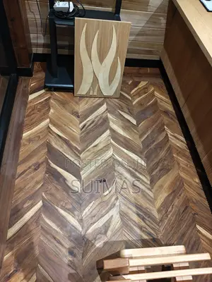 Sudanese Teak Chevron Parquet Flooring