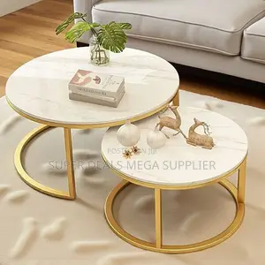 Marble Nesting Coffee Table With Elegant Metal Support Frame