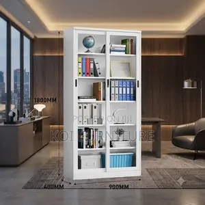 Office Cabinet; Steel Filing Cabinet Lockable With 2 Glass Door