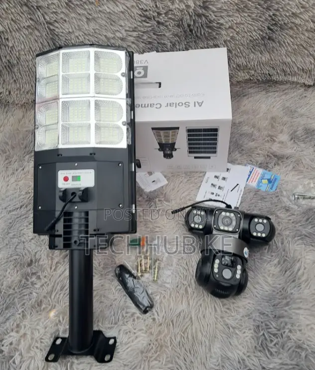 V380 Triple Lens Solar CCTV Streetlight (Sim Card Enabled)