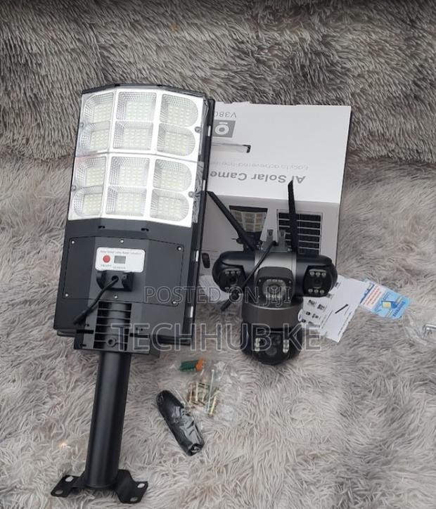 180W Floodlight Solar CCTV Camera | V380 Triple Lens
