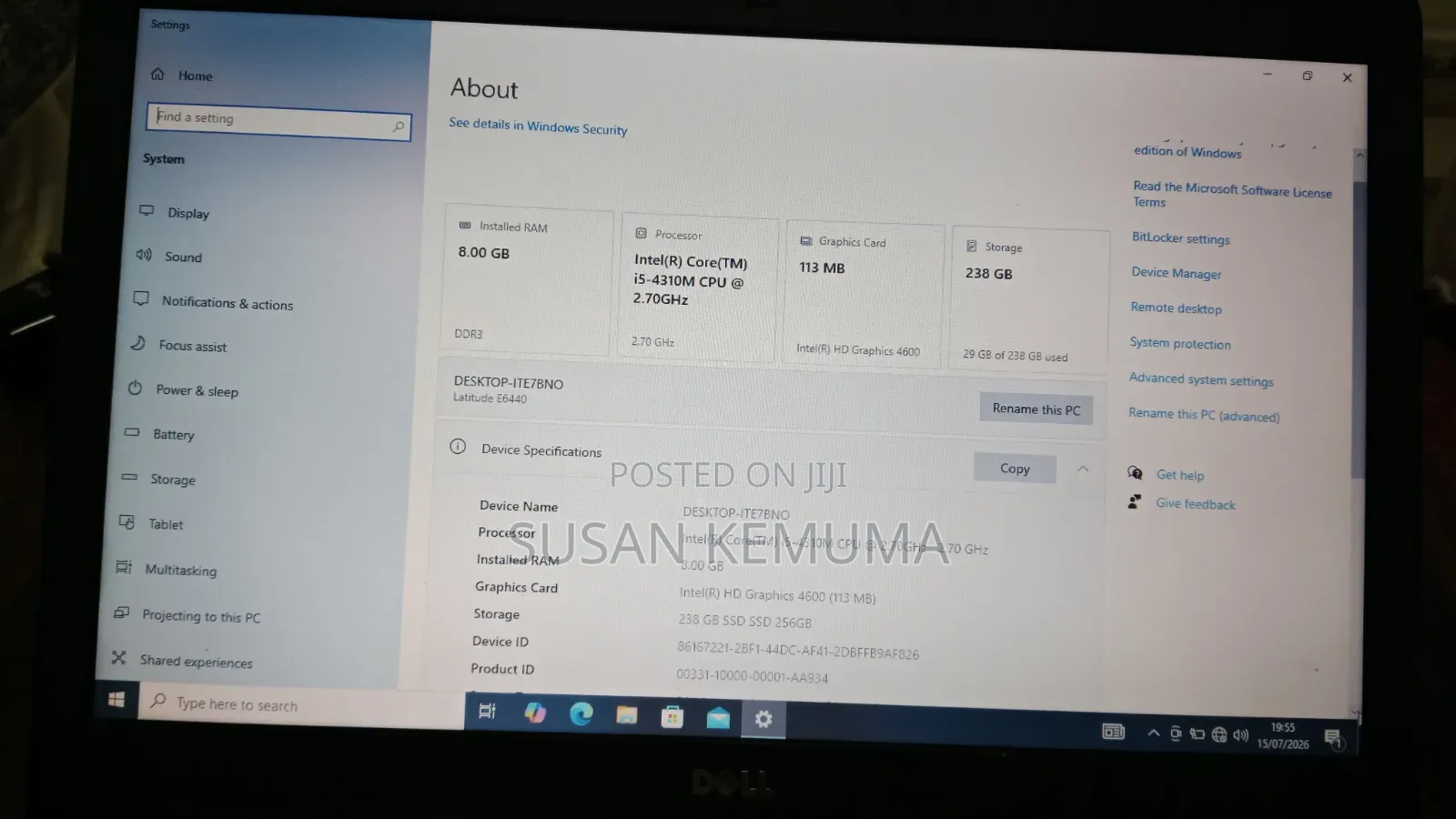 Laptop Dell Latitude E6440 8GB Intel Core i5 SSD 256GB