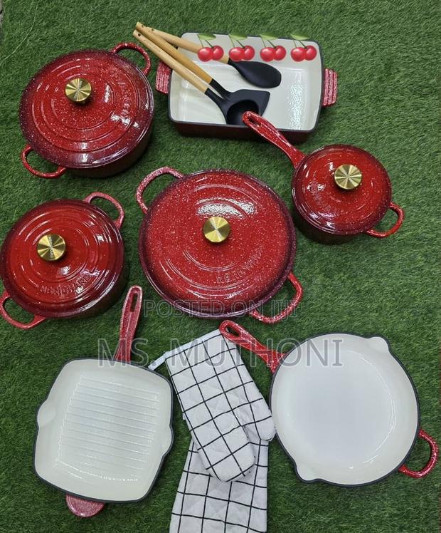  12 PCs Stunning, Heavy-Duty Enameled Cast Iron Set