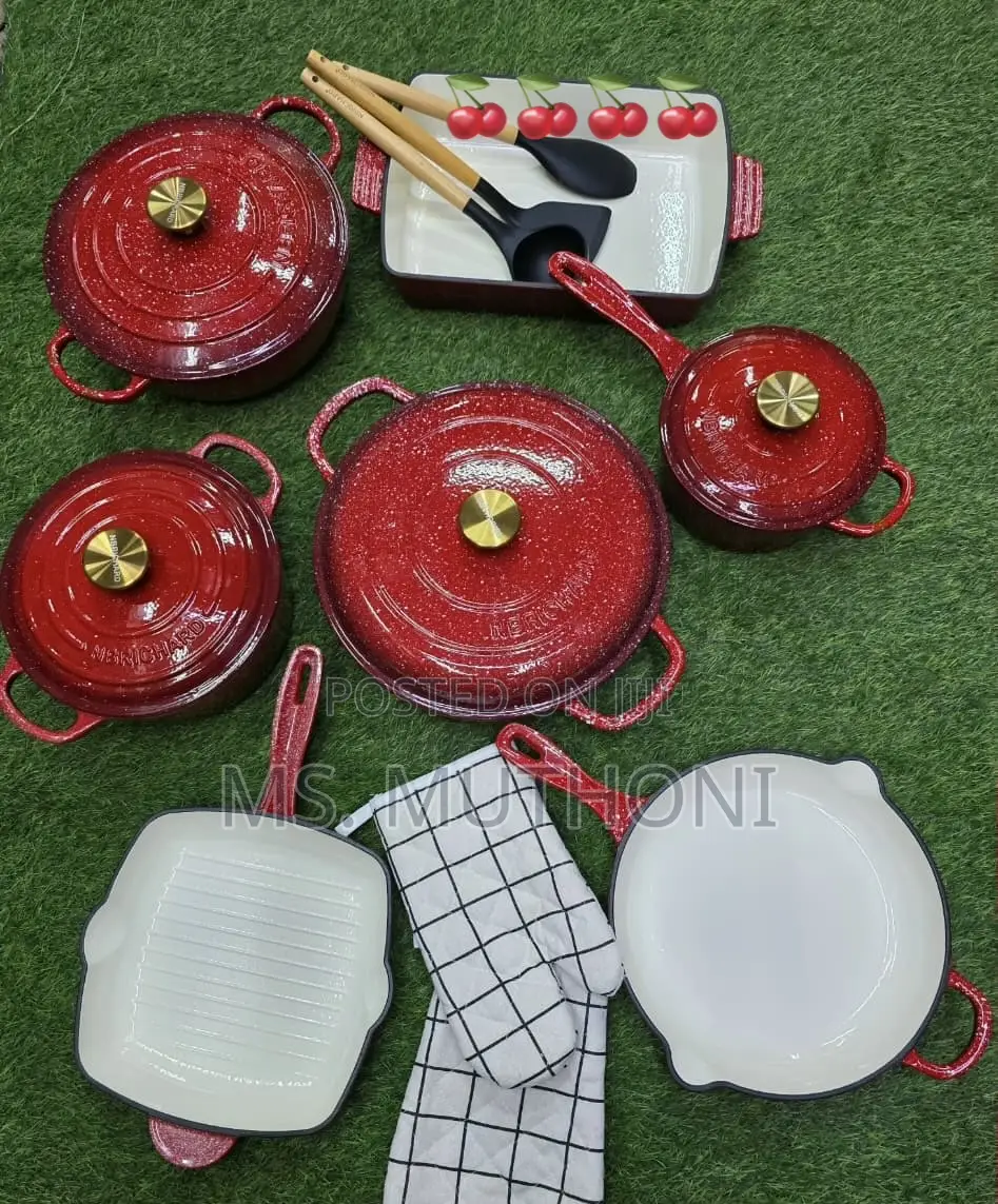  12 PCs Stunning, Heavy-Duty Enameled Cast Iron Set