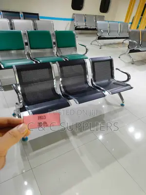 Black Metallic 3-Seater Waiting Bench