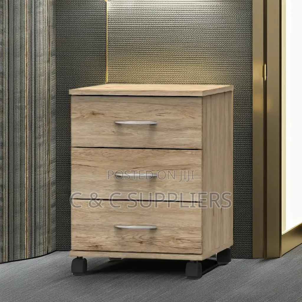 3-Drawers Mobile Wooden Pedestal Cabinet