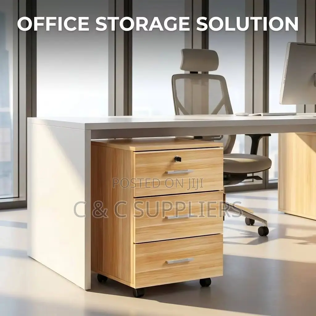 3-Drawers Mobile Wooden Pedestal Cabinet