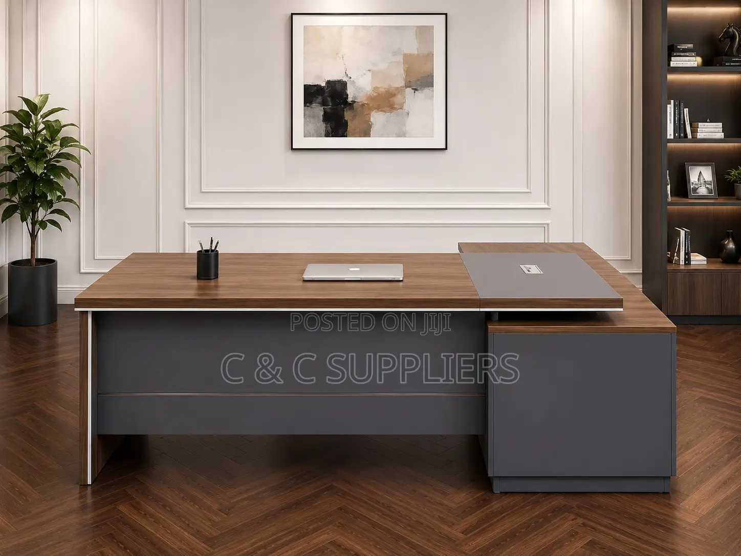 L-Shaped Wooden CEO Table-1600mm