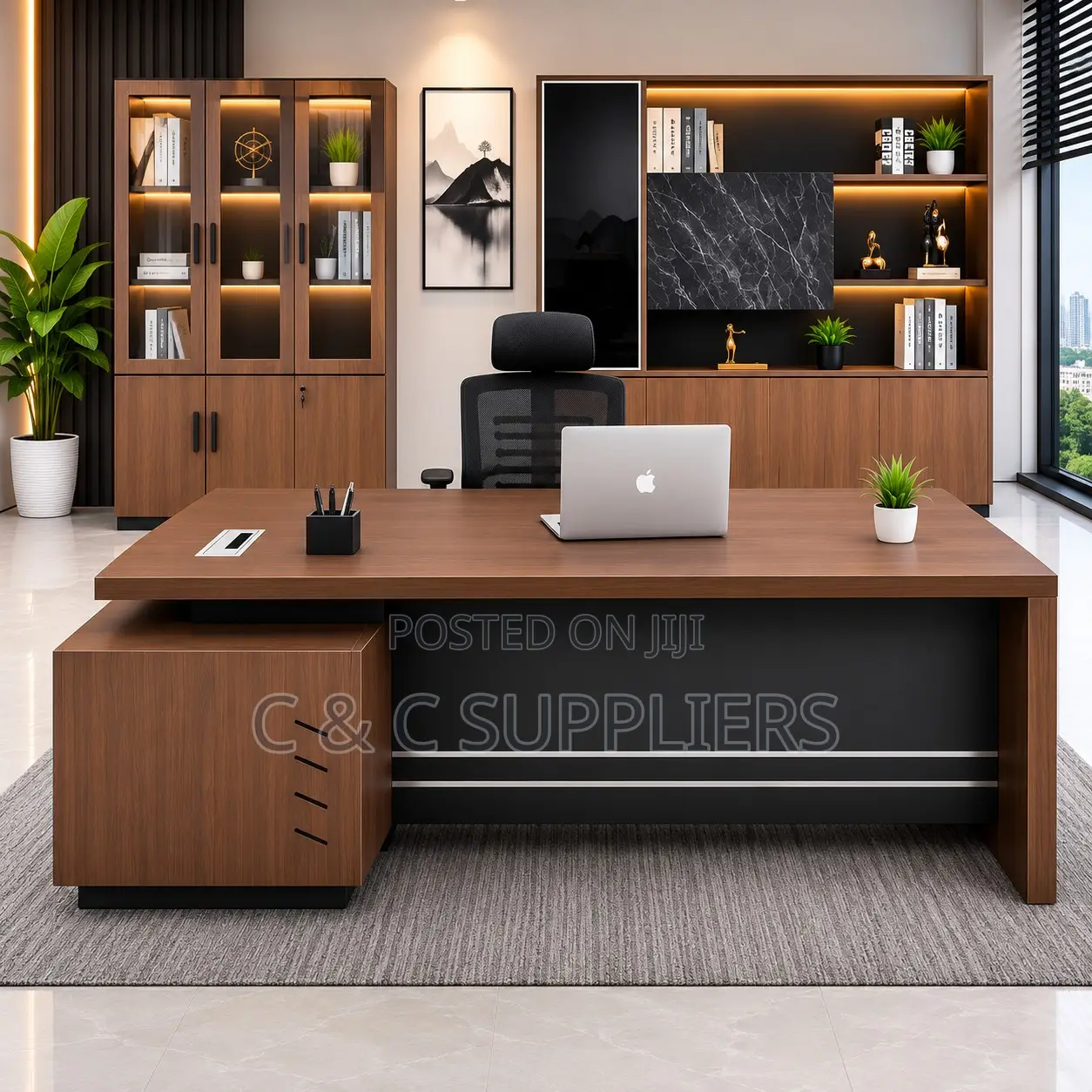 L-Shaped Wooden CEO Table-1600mm