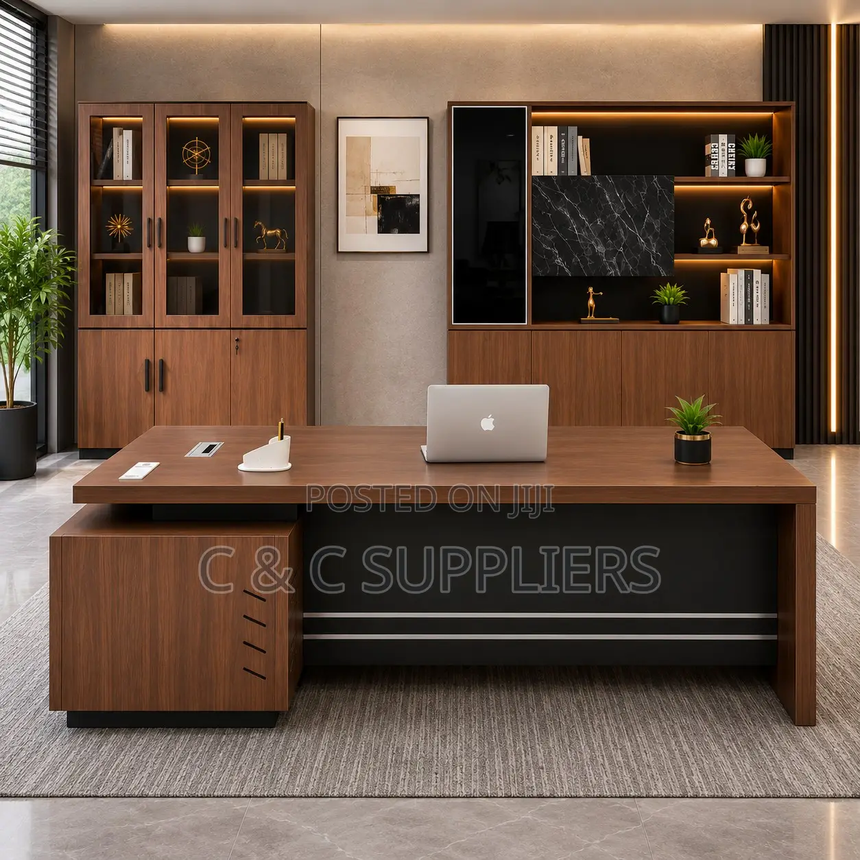 L-Shaped Wooden CEO Table-1600mm