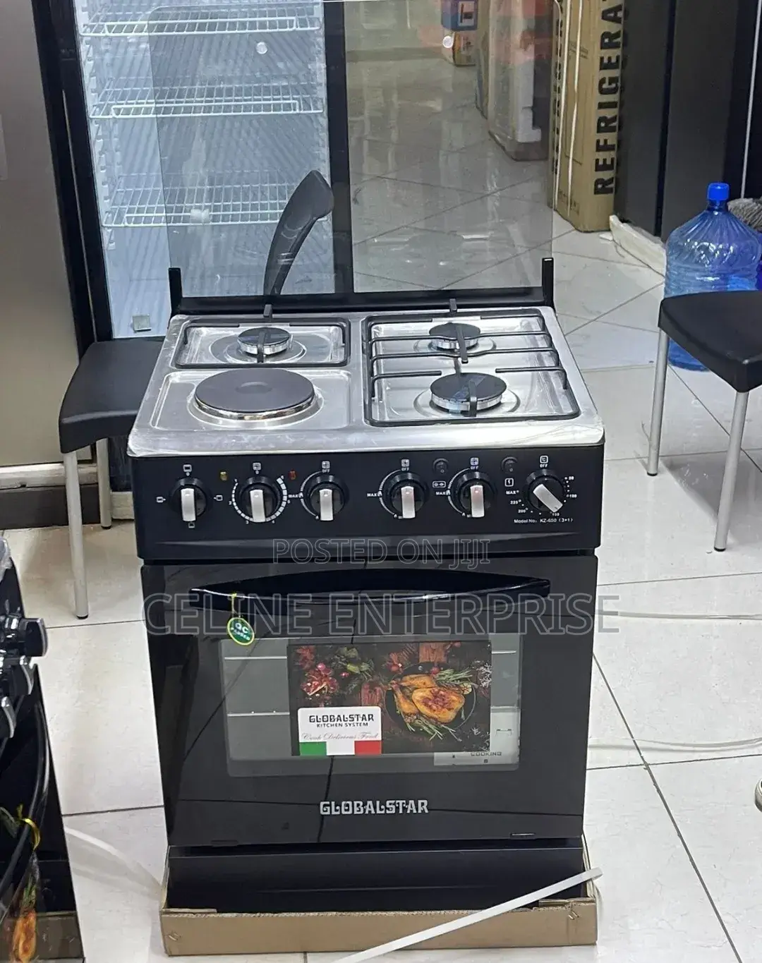 Black 60*60 Globalstar JET 3+1 Standing Cooker With Electric Oven