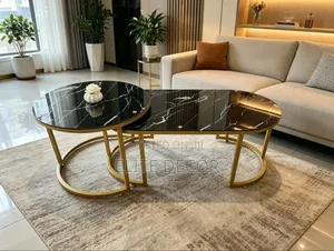 2 In1 Marble Nesting Coffee Table – Glass Effect Modern Living Room