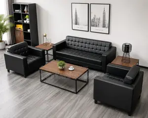 Titan Executive Office Sofa Set – 3+1+1 Black Leather
