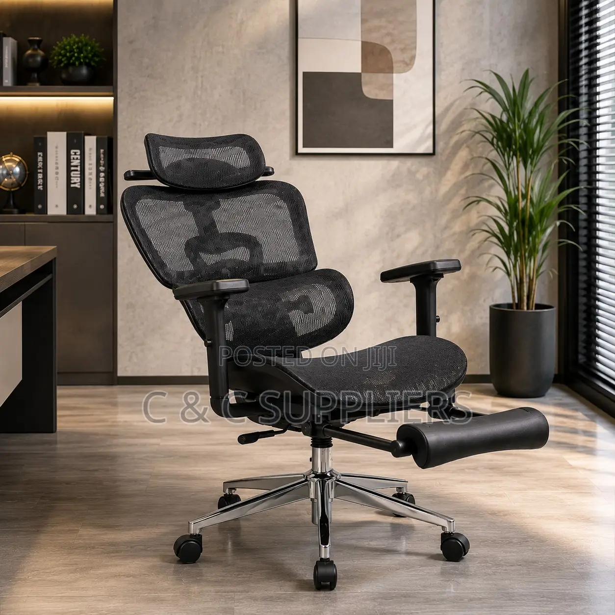 Modern Full Mesh Chair With Footrest