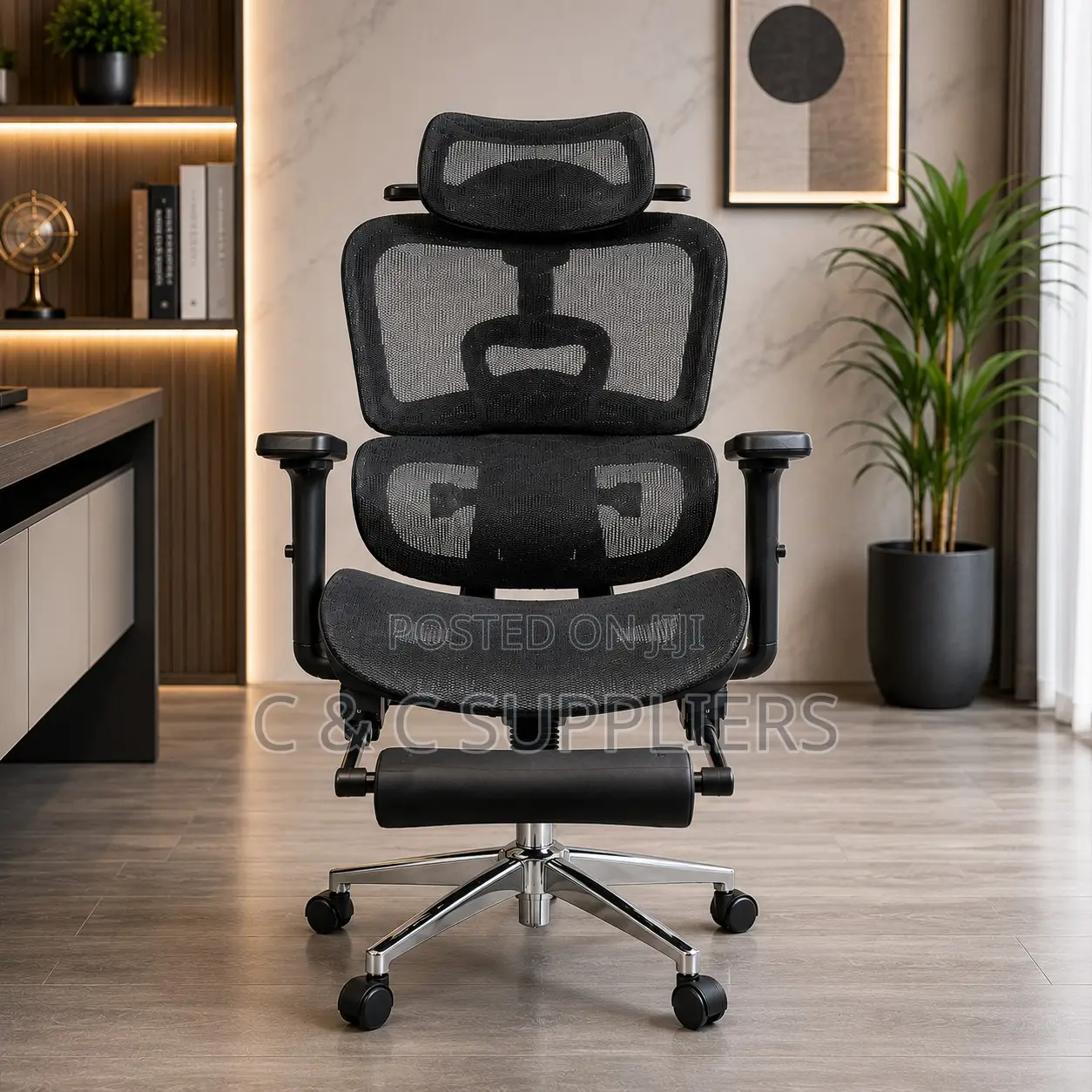Modern Full Mesh Chair With Footrest