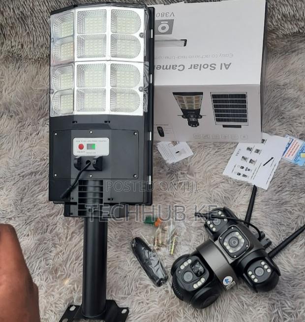 4G Solar Street Light 180W CCTV Camera | Triple Lens 6MP PTZ