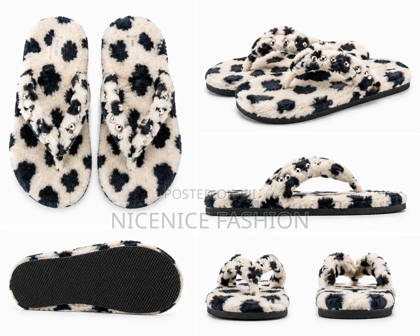 Cow Plush Flip-Flops