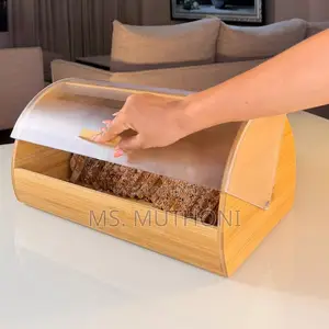 Premium Large Bamboo Roll-Top Bread Bin