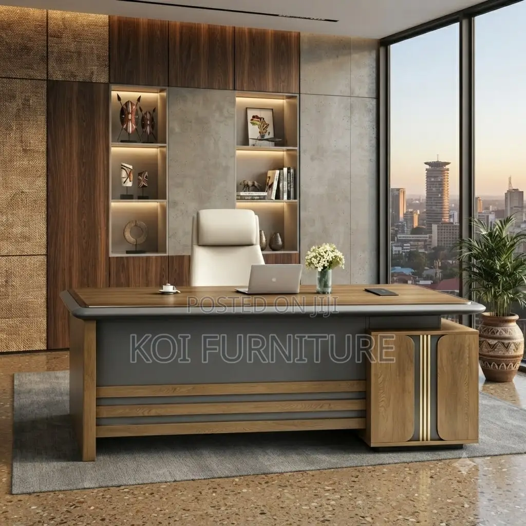 Office Desk; 1.8M Luxury Executive Office Desk With Storage Cabinet