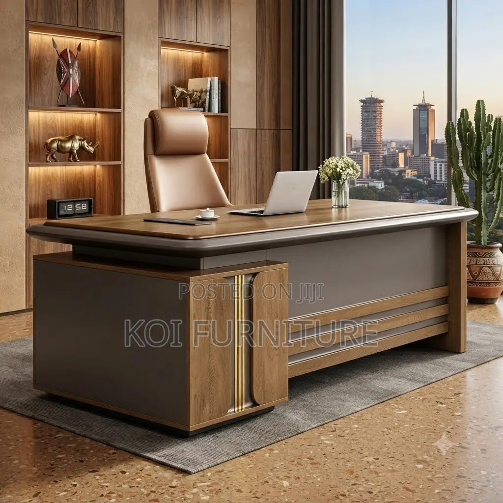 Office Desk; 1.8M Luxury Executive Office Desk With Storage Cabinet