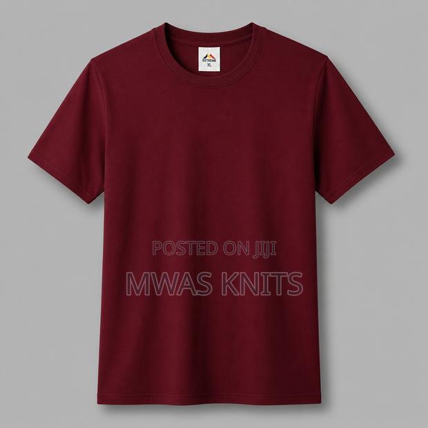 Maroon Round Neck T Shirt Cotton Fashion