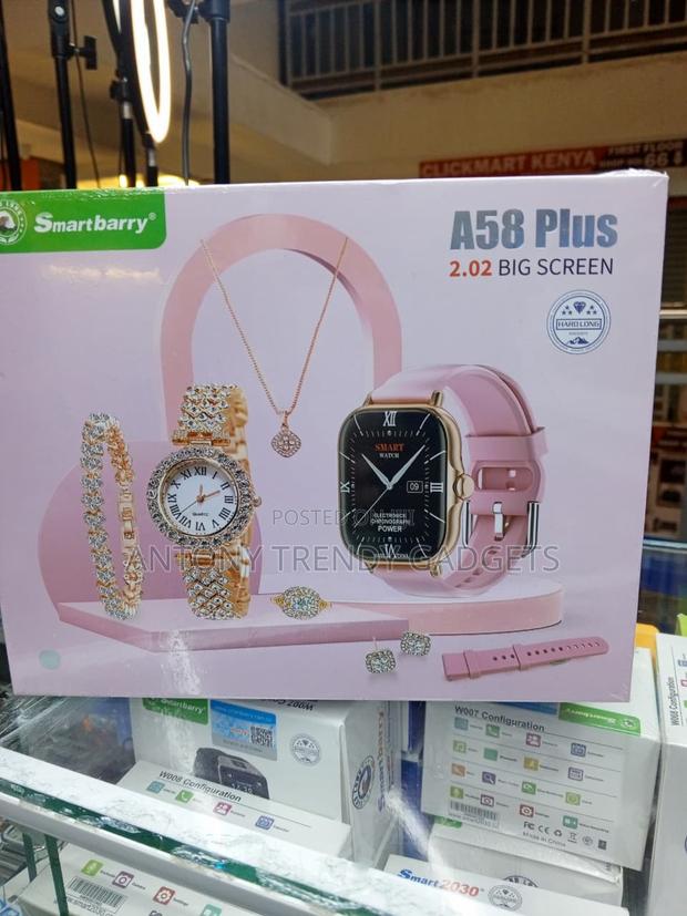 A58 Plus Smart Watch Gift Set With Quartz Watch Jewelry