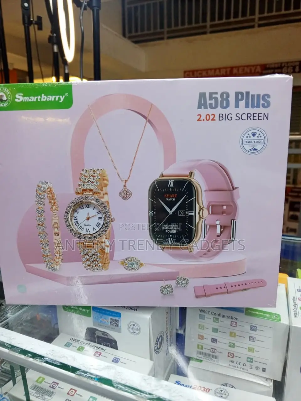 A58 Plus Smart Watch Gift Set With Quartz Watch Jewelry