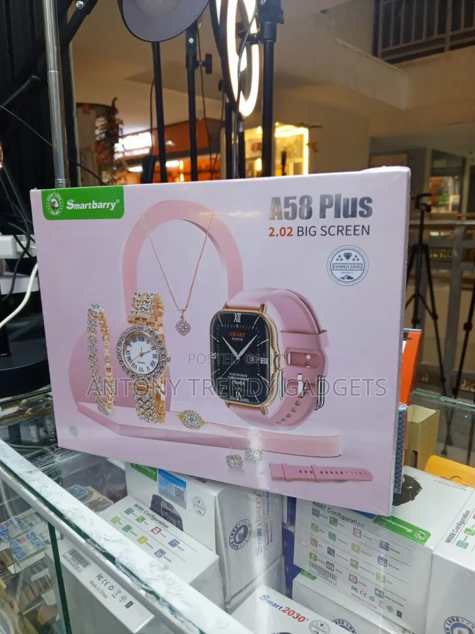 A58 Plus Smart Watch Gift Set With Quartz Watch Jewelry
