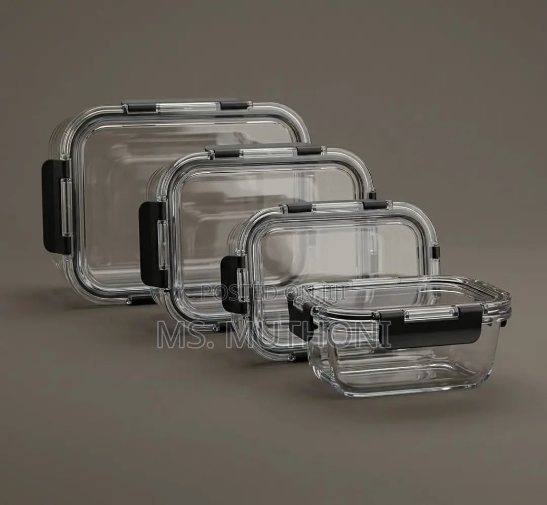 4 PCs Set Crystal-Clear, Odor-Resistant Glass Containers