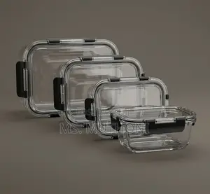 4 PCs Set Crystal-Clear, Odor-Resistant Glass Containers