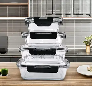 4 PCs Set Crystal-Clear, Odor-Resistant Glass Containers