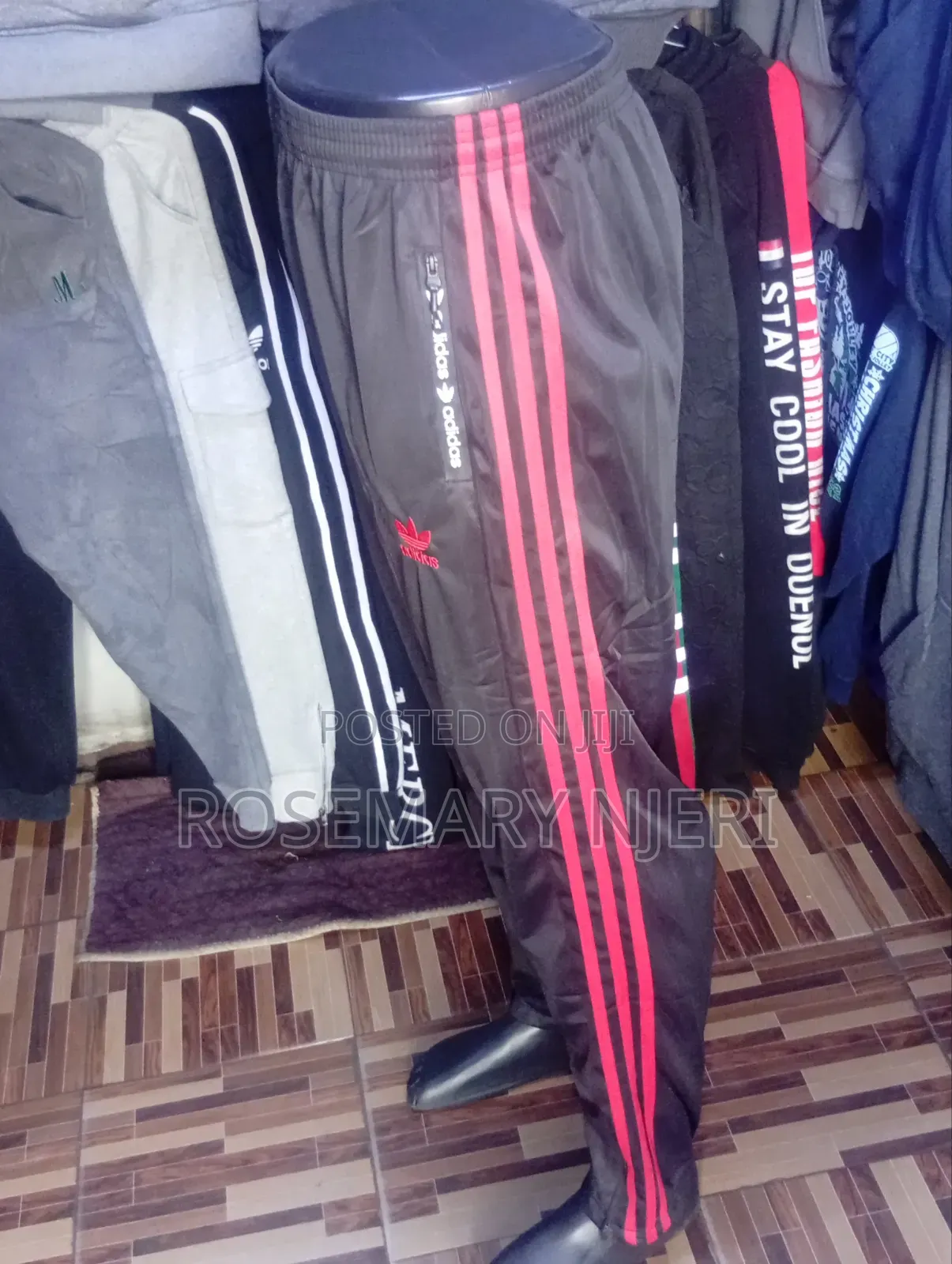 Men's Adidas Track Pants – Black With Red Detailing
