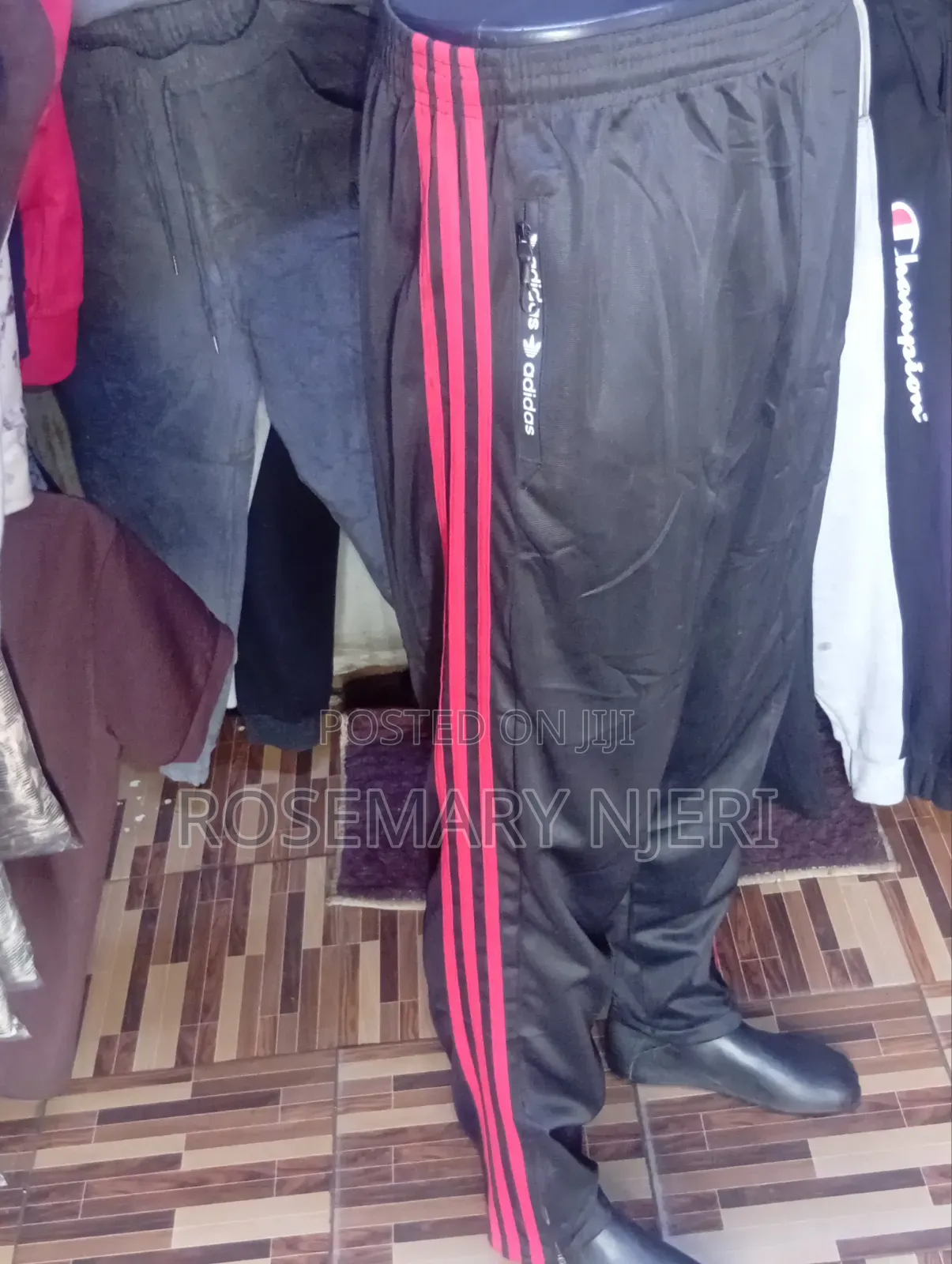 Men's Adidas Track Pants – Black With Red Detailing