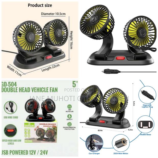 2 Speed Double Headed Vehicle Fan