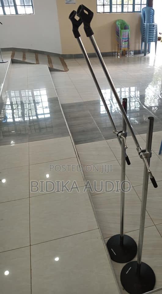 Stainless Steel Round-Base Microphone Stands With Adjustable Boom Arms - main view