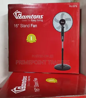 Ramtons Standing Fan 16 Inches,Sleek Black Design for Every Space
