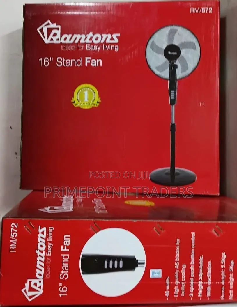 Ramtons Standing Fan Size 16 Inches,Energy-Efficient Cooling